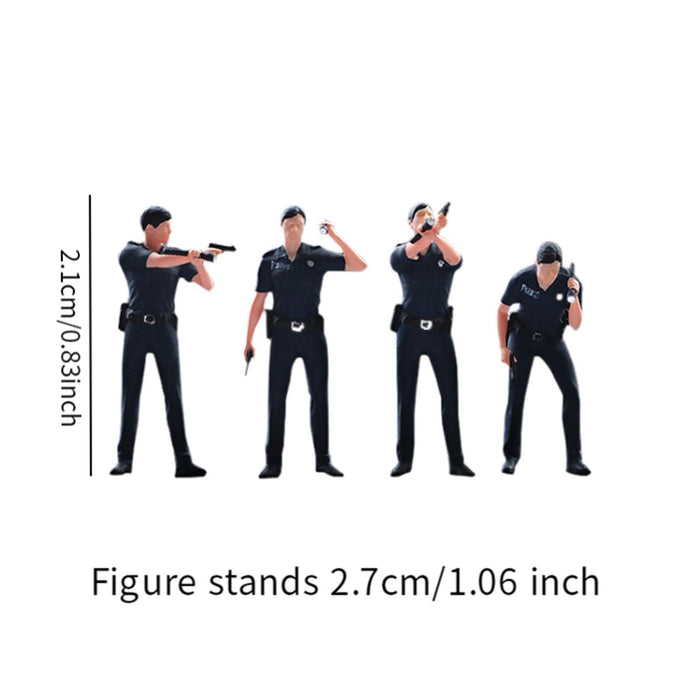 Crofta 4Pcs 1/64 Diorama Figures Detective Officers for Dollhouse Accessories