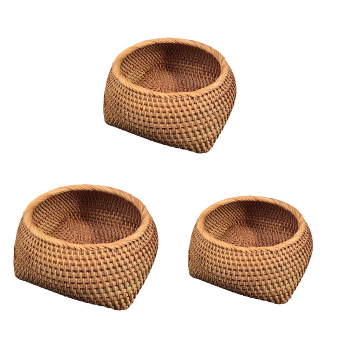 Crofta Round Rattan Fruits Bread Baskets Wicker Basket Tray for Dining Room Kitchen M