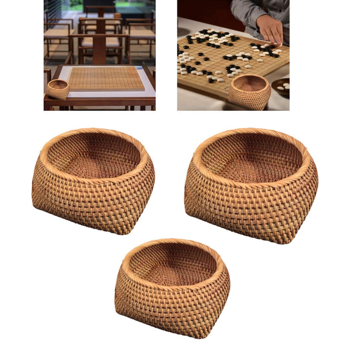 Crofta Round Rattan Fruits Bread Baskets Wicker Basket Tray for Dining Room Kitchen M