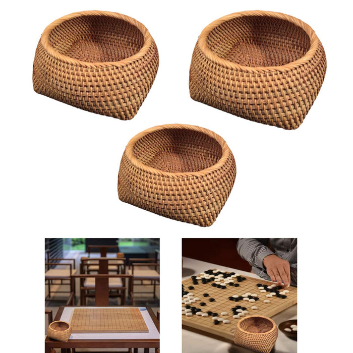 Crofta Round Rattan Fruits Bread Baskets Wicker Basket Tray for Dining Room Kitchen M