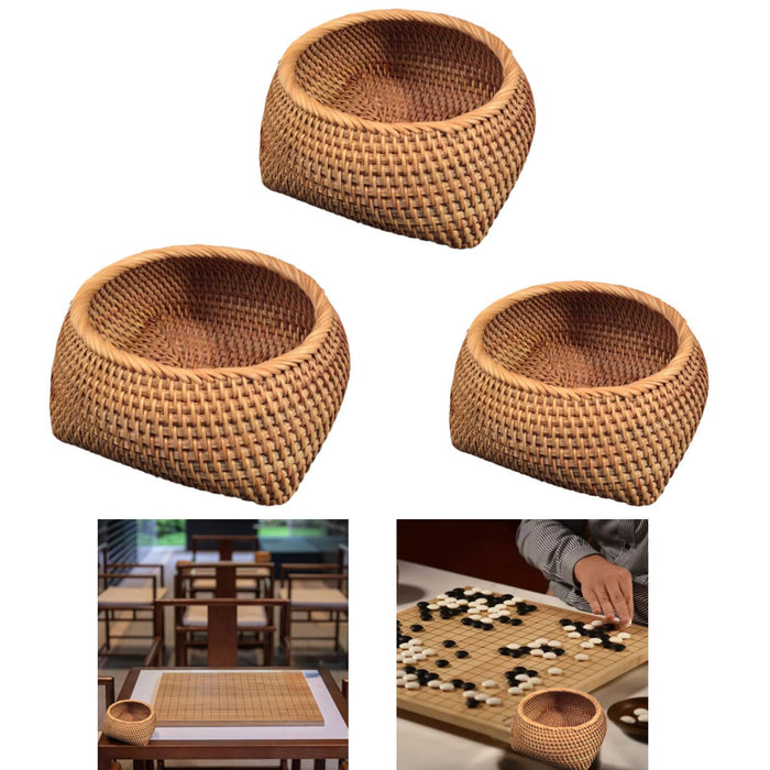 Crofta Round Rattan Fruits Bread Baskets Wicker Basket Tray for Dining Room Kitchen M