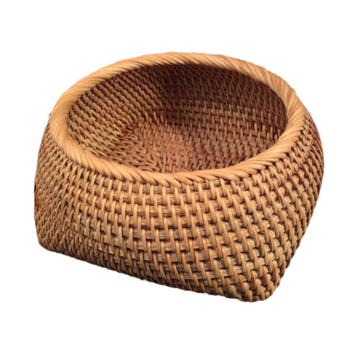 Crofta Round Rattan Fruits Bread Baskets Wicker Basket Tray for Dining Room Kitchen M