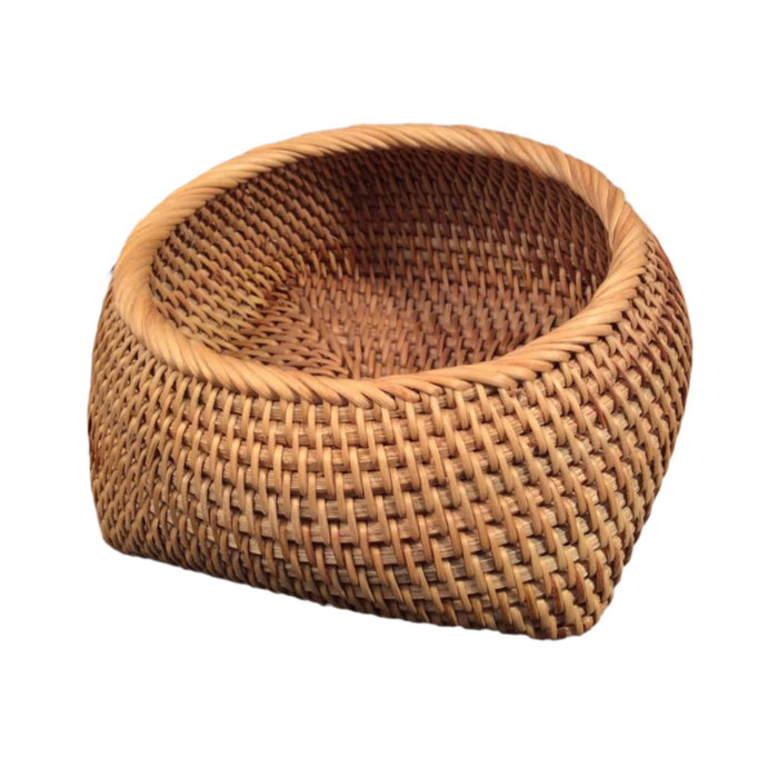 Crofta Round Rattan Fruits Bread Baskets Wicker Basket Tray for Dining Room Kitchen M