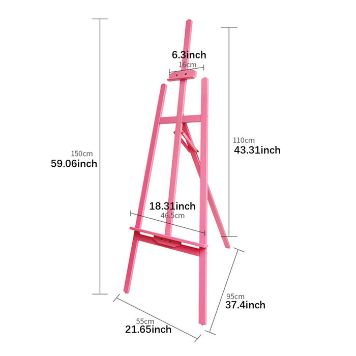 Crofta Wooden Art Easel Painting Easel for Artist Art Supplies Stand Floor Painting pink