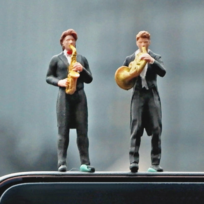 Crofta 1:64 Scale Band Figurine Dioramas for Train Layout Micro Landscape DIY Scene French horn player