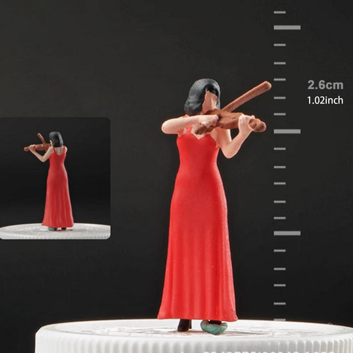 Crofta 1:64 Scale Band Figurine Dioramas for Train Layout Micro Landscape DIY Scene Violinist