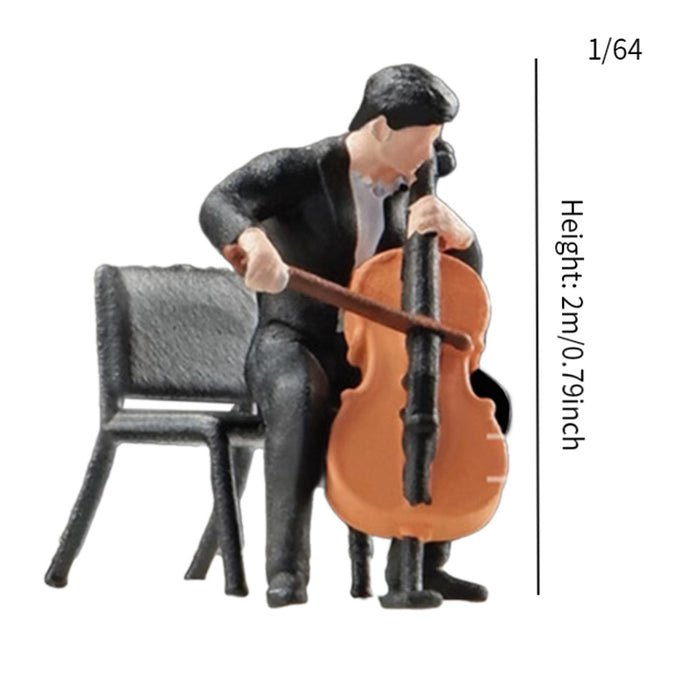 Crofta 1:64 Scale Band Figurine Dioramas for Train Layout Micro Landscape DIY Scene Cellist