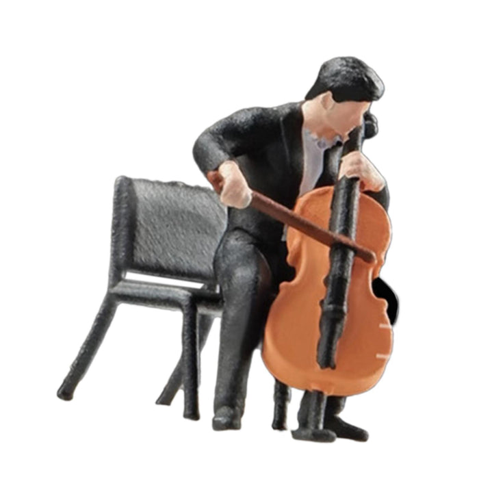 Crofta 1:64 Scale Band Figurine Dioramas for Train Layout Micro Landscape DIY Scene Cellist