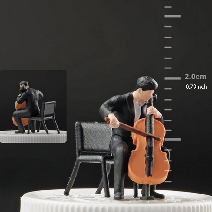 Crofta 1:64 Scale Band Figurine Dioramas for Train Layout Micro Landscape DIY Scene Cellist