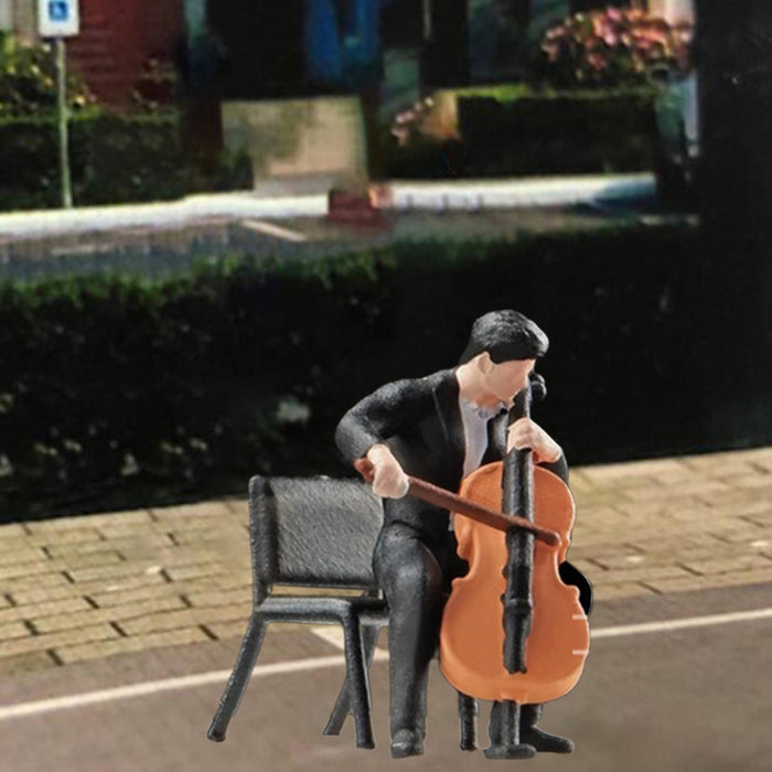 Crofta 1:64 Scale Band Figurine Dioramas for Train Layout Micro Landscape DIY Scene Cellist