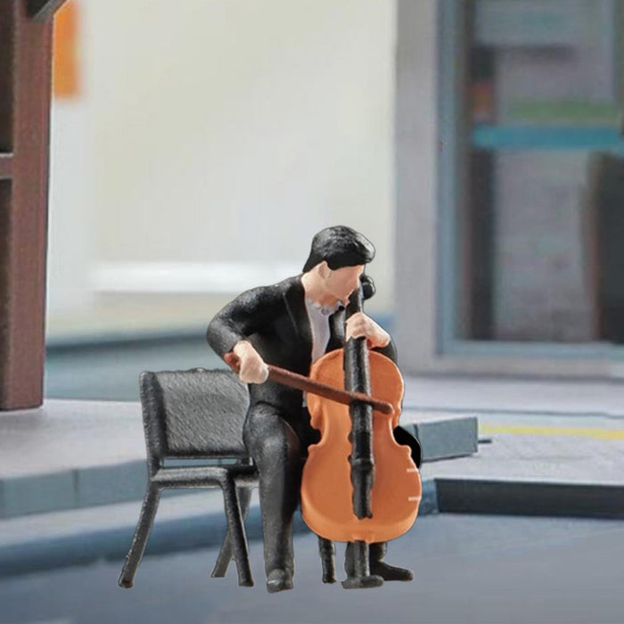 Crofta 1:64 Scale Band Figurine Dioramas for Train Layout Micro Landscape DIY Scene Cellist