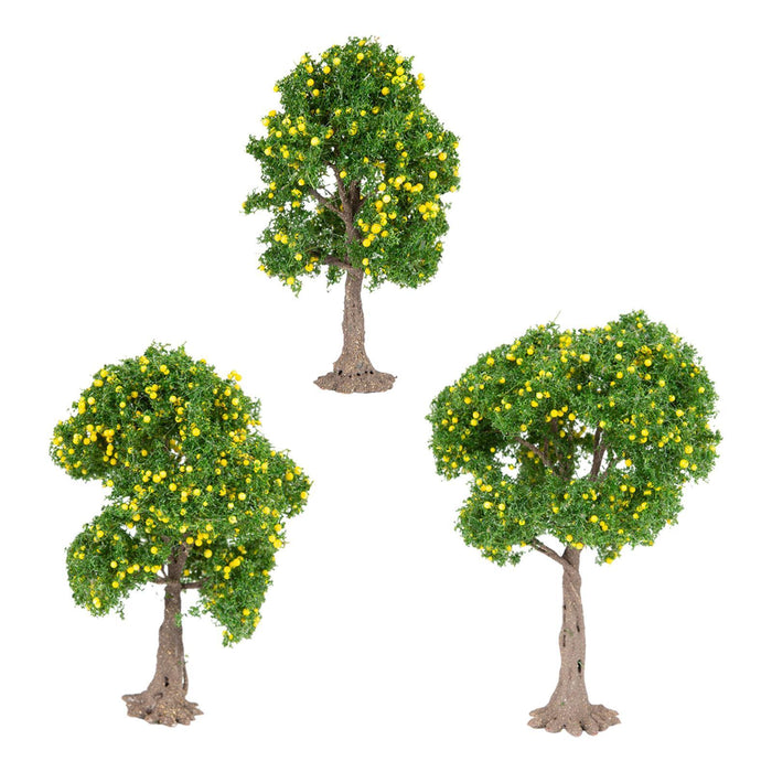 Crofta 3x Model Trees Diorama Tree for Railway Building Model DIY Scenery Landscape yellow fruit trees