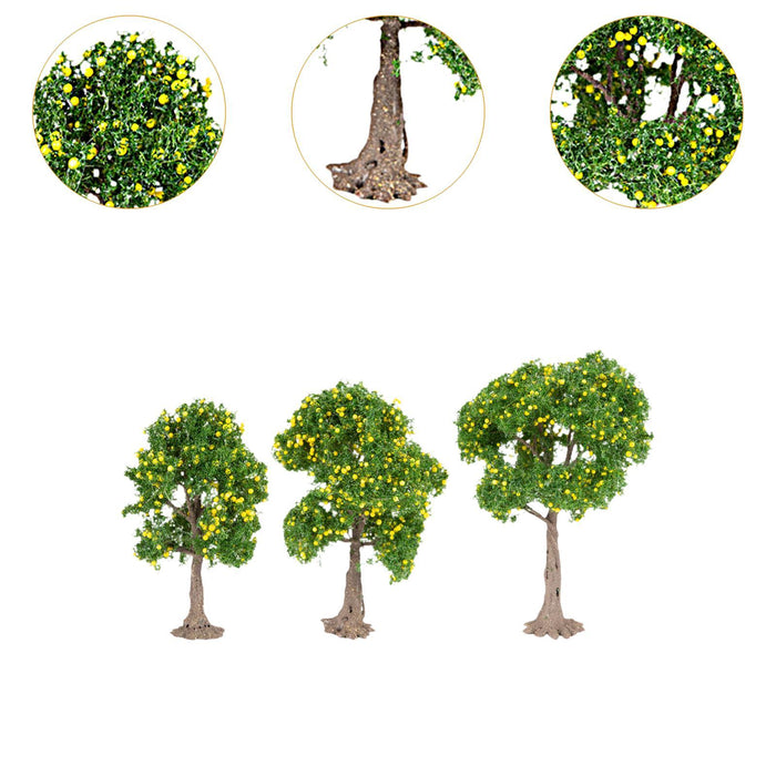 Crofta 3x Model Trees Diorama Tree for Railway Building Model DIY Scenery Landscape yellow fruit trees