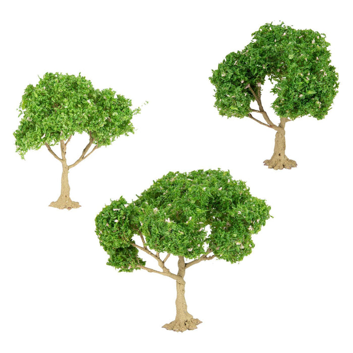 Crofta 3x Model Trees Diorama Tree for Railway Building Model DIY Scenery Landscape white flower trees