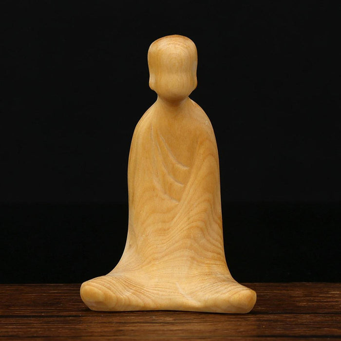 Crofta Wooden Carving Statue Tea Ceremony Boxwood Art Decoration for Car Desk Decor