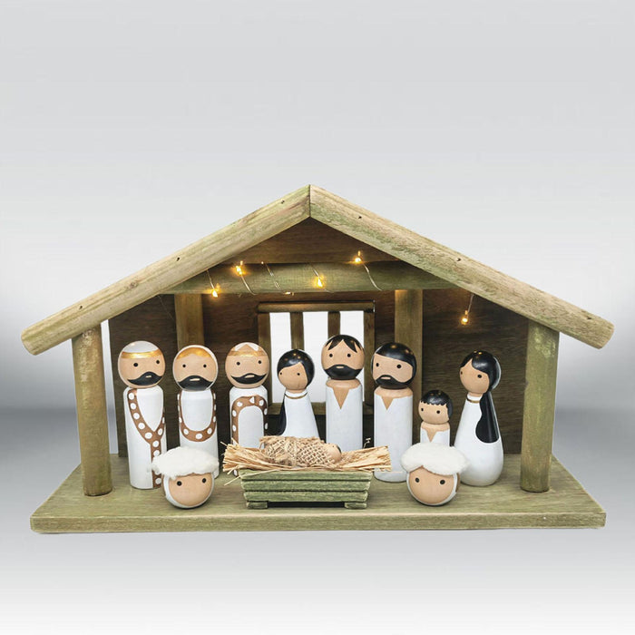 Crofta Wooden Gift Collection Religious Nativity Scene Figurine for Party Home Xmas