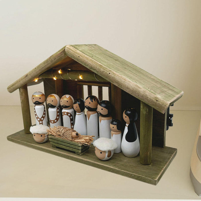 Crofta Wooden Gift Collection Religious Nativity Scene Figurine for Party Home Xmas