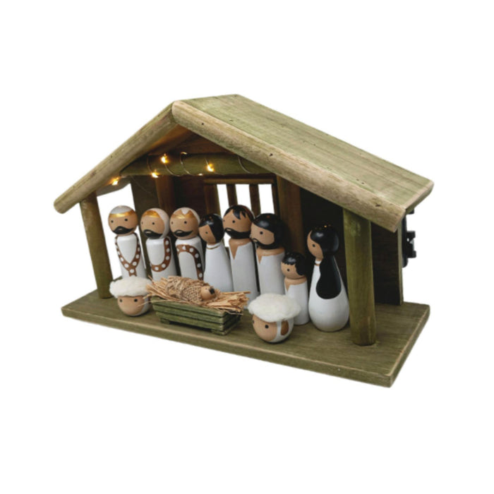 Crofta Wooden Gift Collection Religious Nativity Scene Figurine for Party Home Xmas