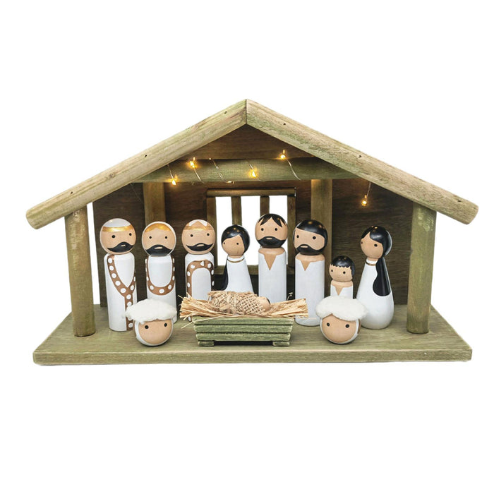 Crofta Wooden Gift Collection Religious Nativity Scene Figurine for Party Home Xmas