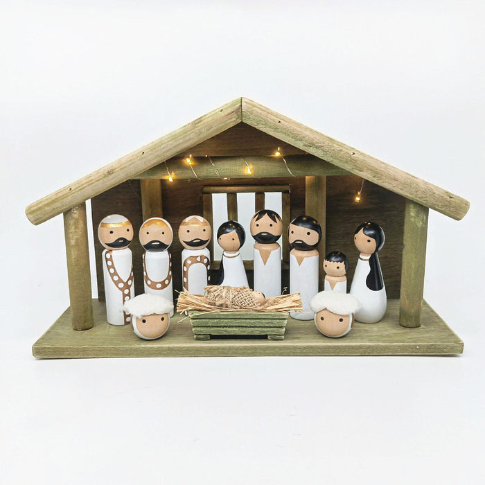 Crofta Wooden Gift Collection Religious Nativity Scene Figurine for Party Home Xmas