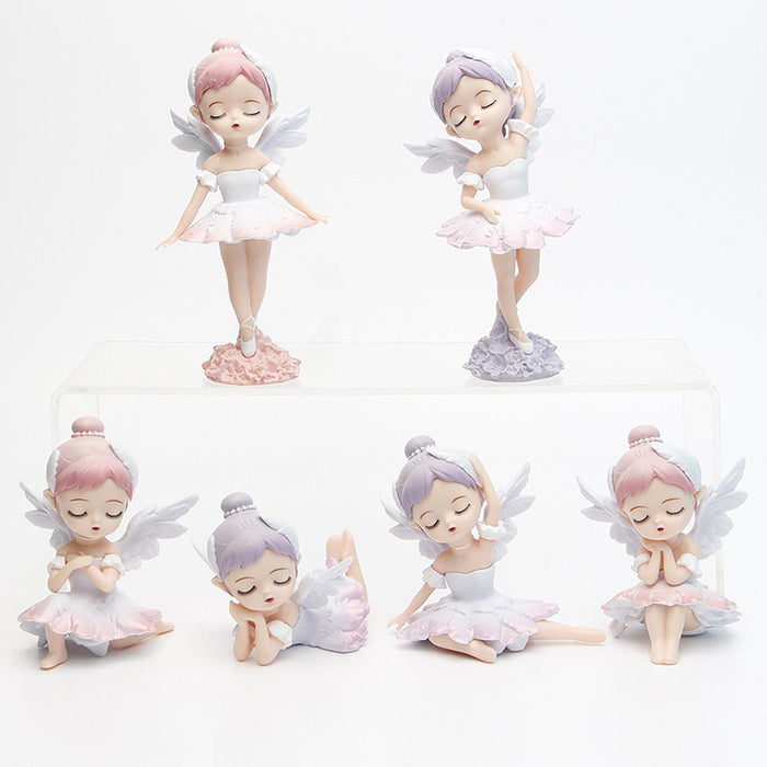 Crofta 6x Dancing Girl Figurines Miniature Ornaments Creative Trendy Toys