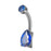 Crofta Clicker Belly Button Rings Fashion Accessory Rhinestones Belly Piercing Hoop Blue