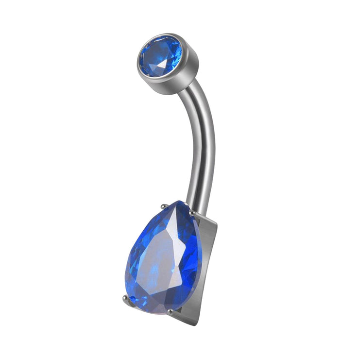 Crofta Clicker Belly Button Rings Fashion Accessory Rhinestones Belly Piercing Hoop Blue