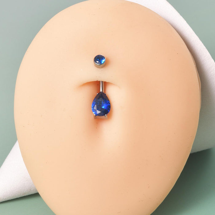 Crofta Clicker Belly Button Rings Fashion Accessory Rhinestones Belly Piercing Hoop Blue