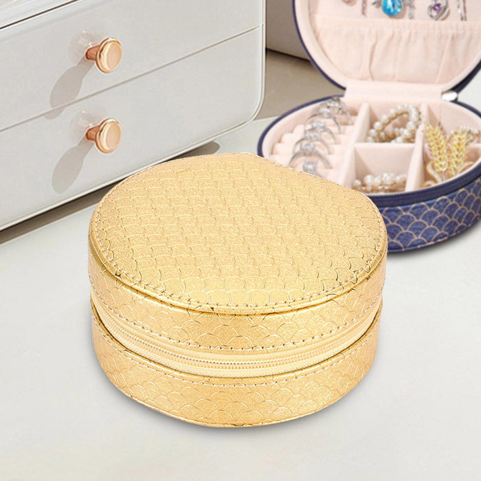 Crofta Jewelry Organizer Case PU Leather Jewelry Travel Box for Necklace Rings Home Gold