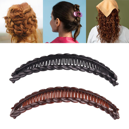 Crofta 2 Pieces Large Banana Clip Flexible Ponytail Hair Holder for Thick Fine Hair