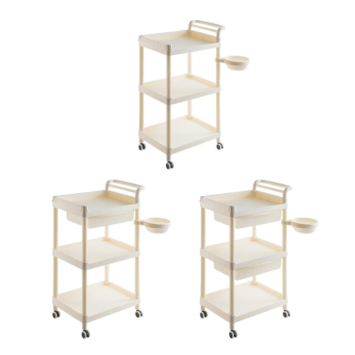 Crofta 3 Tier Rolling Storage Organizer Rolling Cart for Dressing Room Dorm Kitchen No drawer