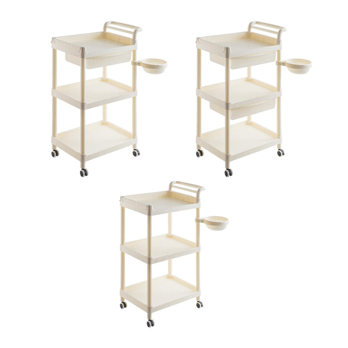 Crofta 3 Tier Rolling Storage Organizer Rolling Cart for Dressing Room Dorm Kitchen No drawer