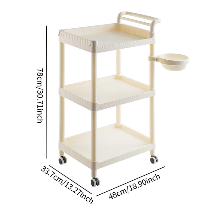 Crofta 3 Tier Rolling Storage Organizer Rolling Cart for Dressing Room Dorm Kitchen No drawer