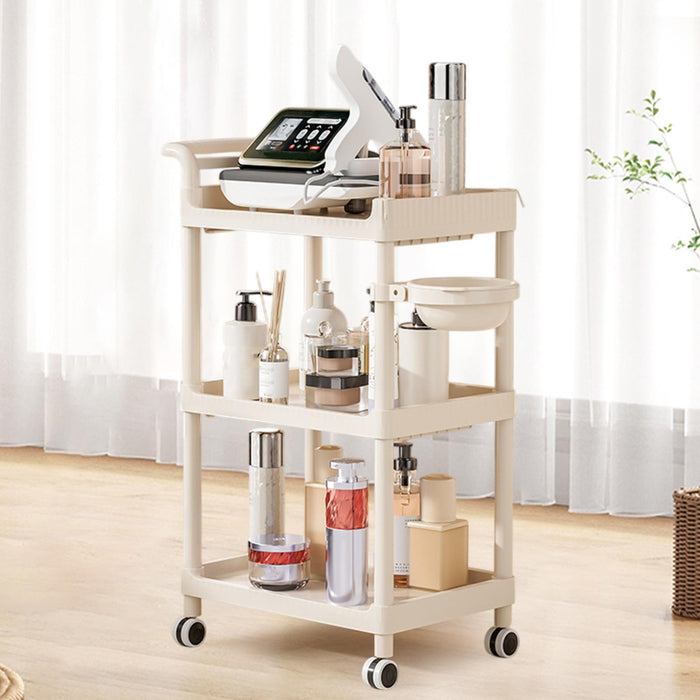 Crofta 3 Tier Rolling Storage Organizer Rolling Cart for Dressing Room Dorm Kitchen No drawer