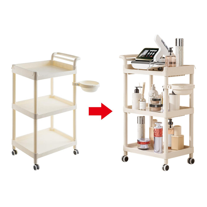 Crofta 3 Tier Rolling Storage Organizer Rolling Cart for Dressing Room Dorm Kitchen No drawer