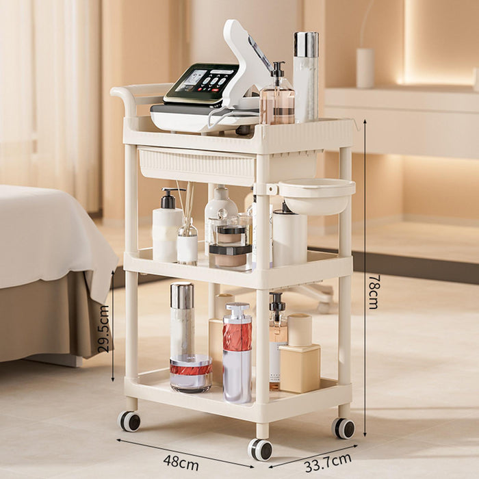 Crofta 3 Tier Rolling Storage Organizer Rolling Cart for Dressing Room Dorm Kitchen 1 drawer