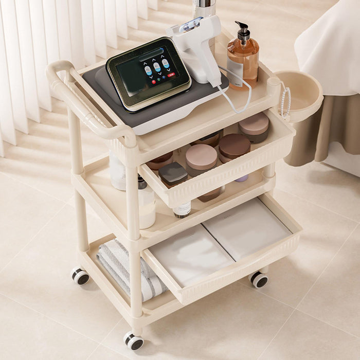 Crofta 3 Tier Rolling Storage Organizer Rolling Cart for Dressing Room Dorm Kitchen 2 drawer