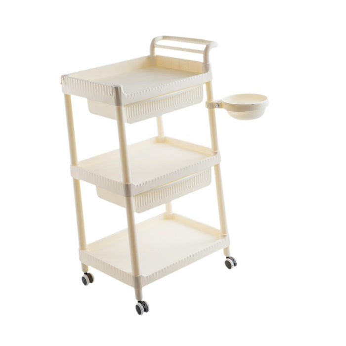 Crofta 3 Tier Rolling Storage Organizer Rolling Cart for Dressing Room Dorm Kitchen 2 drawer