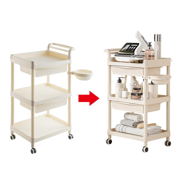 Crofta 3 Tier Rolling Storage Organizer Rolling Cart for Dressing Room Dorm Kitchen 2 drawer