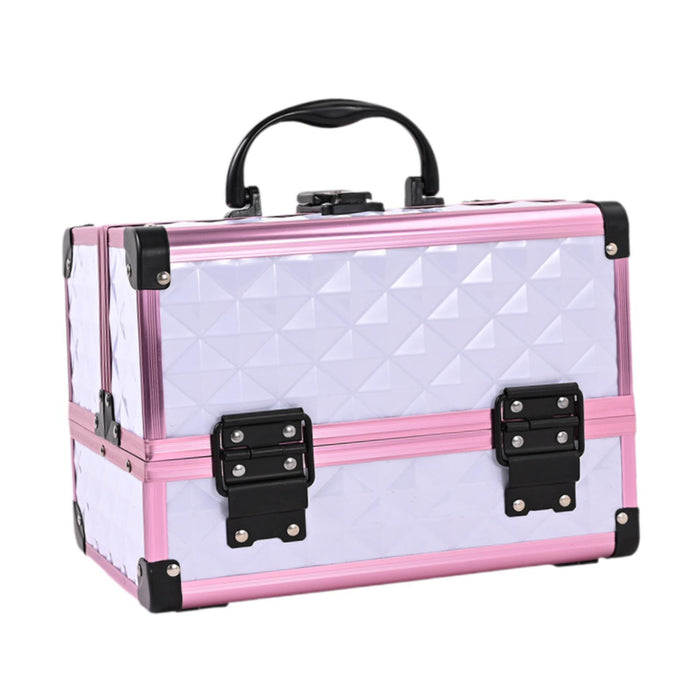 Crofta Portable Makeup Train Case Makeup Box Organizer for Girls Aesthetic Supplies