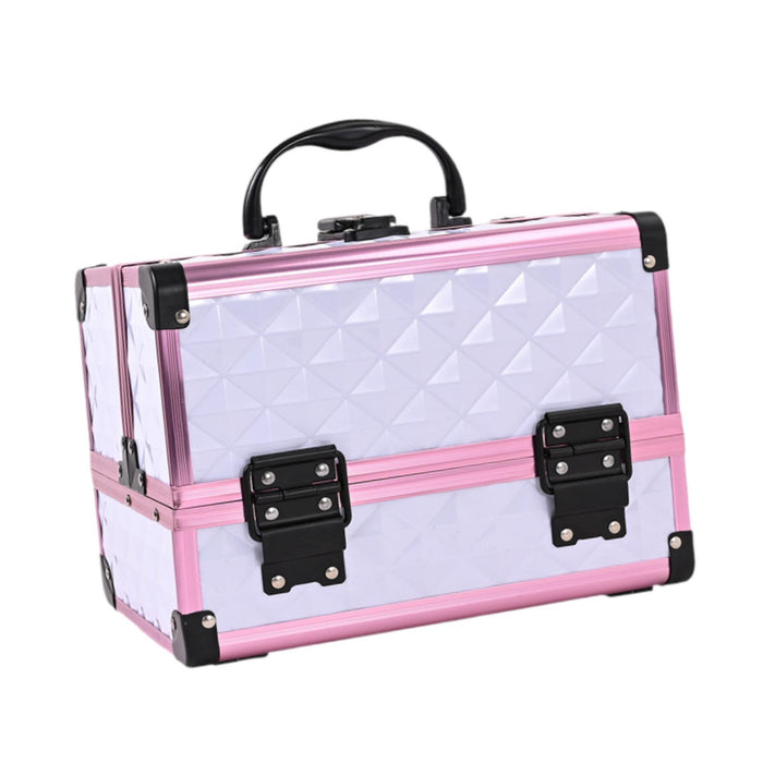 Crofta Portable Makeup Train Case Makeup Box Organizer for Girls Aesthetic Supplies