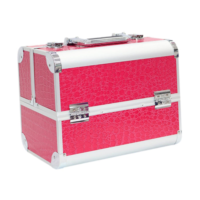 Crofta Makeup Case Beauty Cosmetic Box for Aesthetic Supplies Cosmetologist Jewelry Rose Red