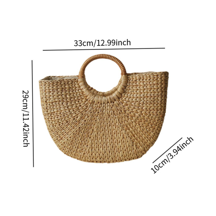 Crofta Woven Bag Handmade Fashionable Hand Woven Beach Tote for Daily Beach Camping L