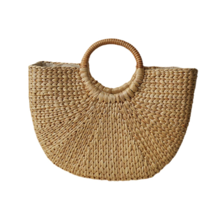 Crofta Woven Bag Handmade Fashionable Hand Woven Beach Tote for Daily Beach Camping L