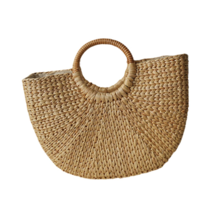 Crofta Woven Bag Handmade Fashionable Hand Woven Beach Tote for Daily Beach Camping L