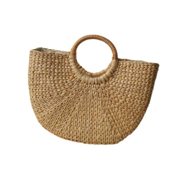 Crofta Woven Bag Handmade Fashionable Hand Woven Beach Tote for Daily Beach Camping L