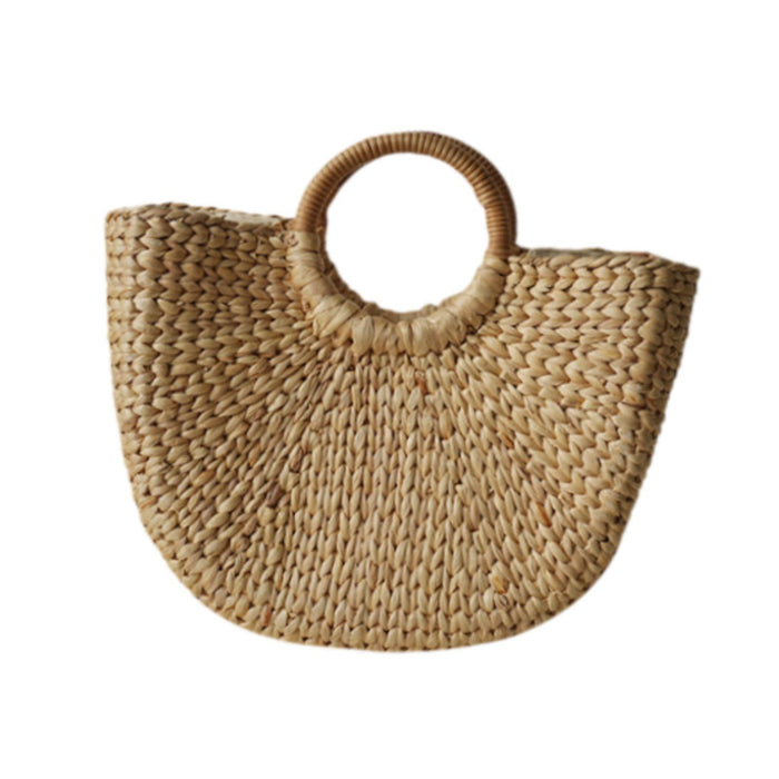 Crofta Woven Bag Handmade Fashionable Hand Woven Beach Tote for Daily Beach Camping S