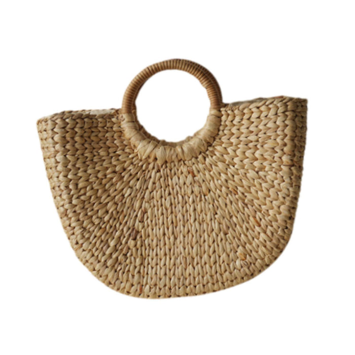 Crofta Woven Bag Handmade Fashionable Hand Woven Beach Tote for Daily Beach Camping S