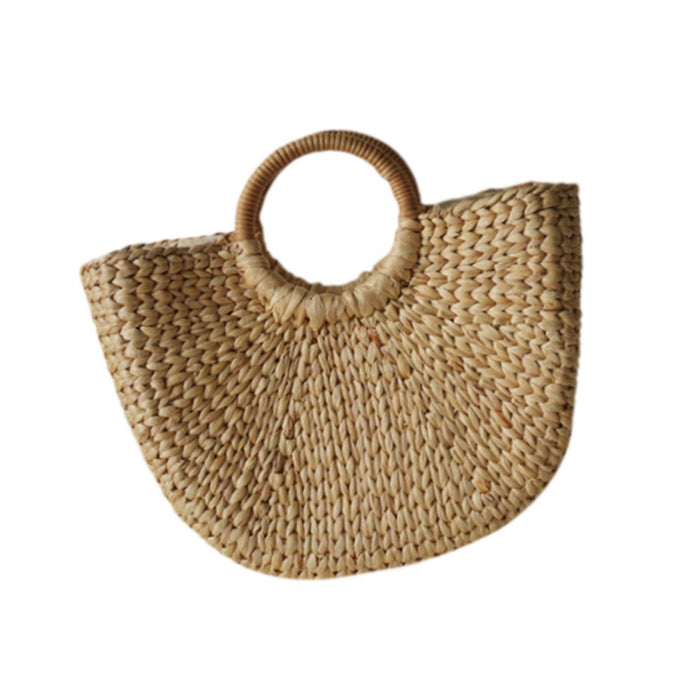 Crofta Woven Bag Handmade Fashionable Hand Woven Beach Tote for Daily Beach Camping S