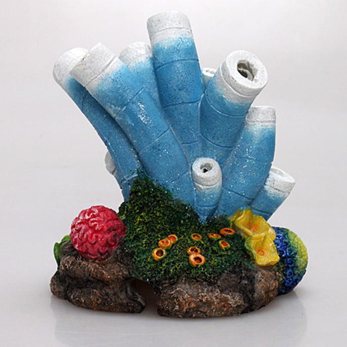 Crofta Aquarium Underwater Bubbling Coral Ornament with Air Pipe Fish Tank Decor